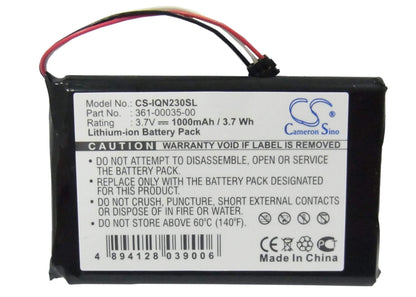 3.7V, 1000mAh, Li-ion Battery fits Garmin, Edge Touring Plus, Edge Touring+, 3.7Wh
