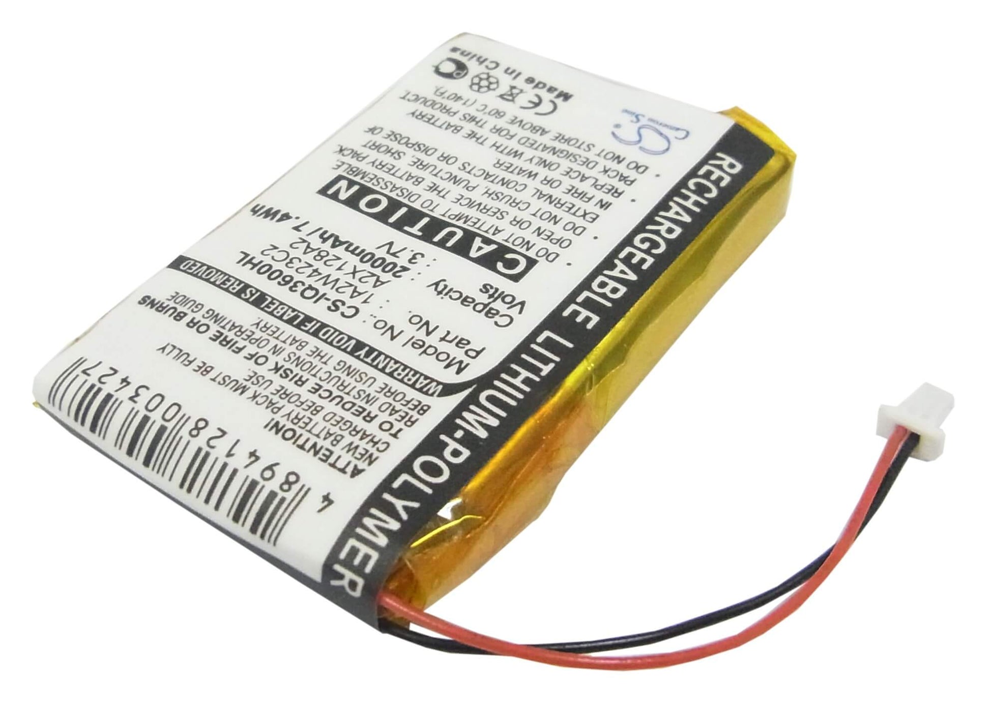 3.7V, 2000mAh, Li-Polymer Battery fits Garmin, Ique 3200, Ique 3600, 7.4Wh