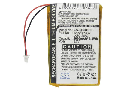 3.7V, 2000mAh, Li-Polymer Battery fits Garmin, Ique 3200, Ique 3600, 7.4Wh
