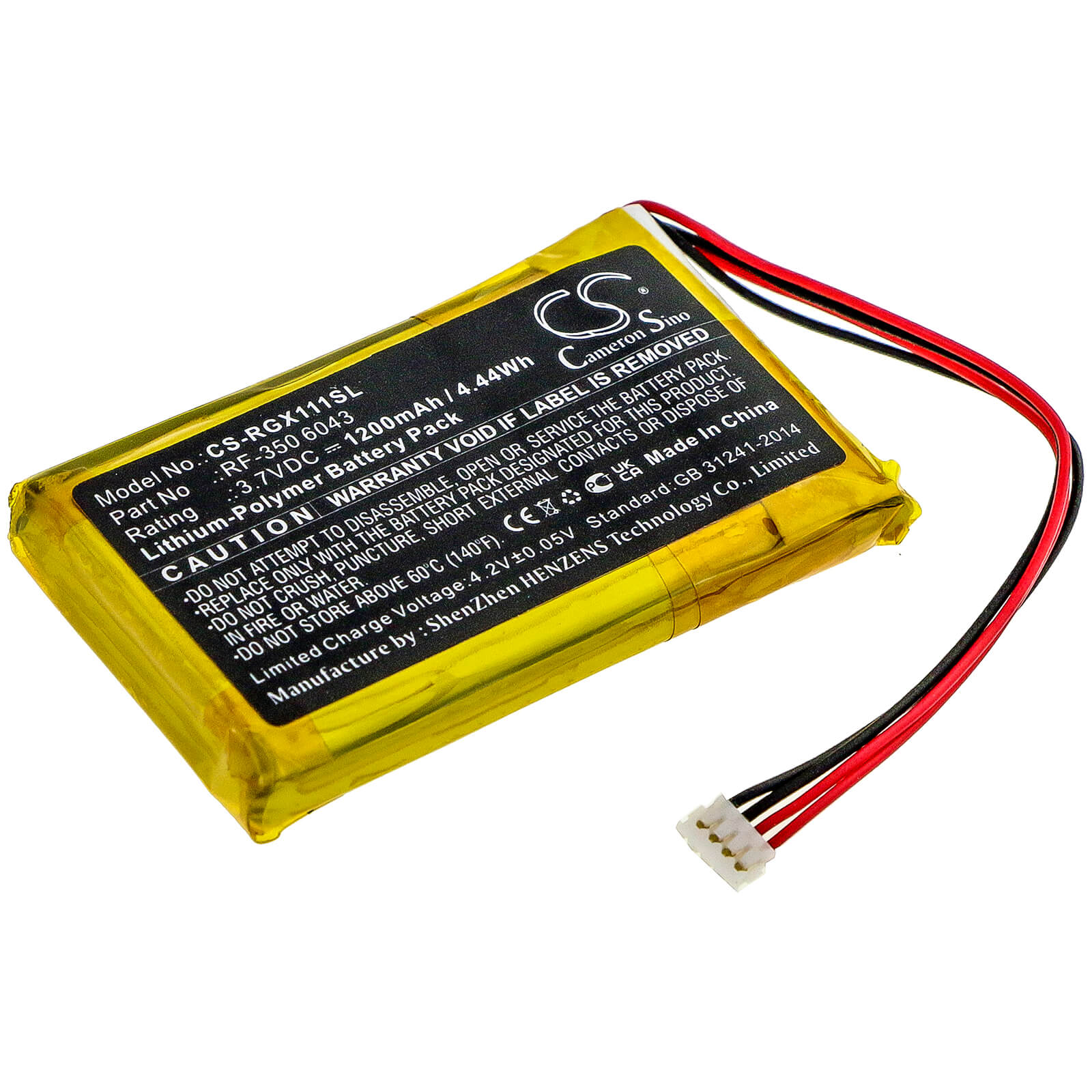 3.7V, 1200mAh, Li-Polymer Battery fits Renkforce, Gx-111, 4.44Wh