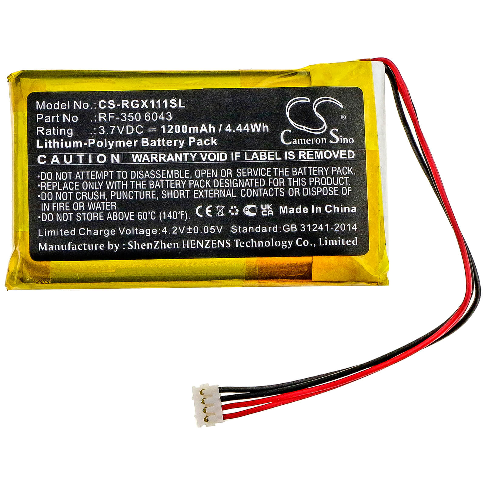 3.7V, 1200mAh, Li-Polymer Battery fits Renkforce, Gx-111, 4.44Wh