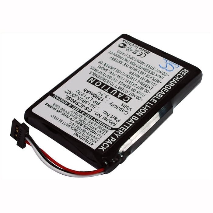 3.7V, 1250mAh, Li-ion Battery fits Navman, S20, 4.625Wh