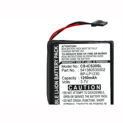 3.7V, 1250mAh, Li-ion Battery fits Navman, S20, 4.625Wh
