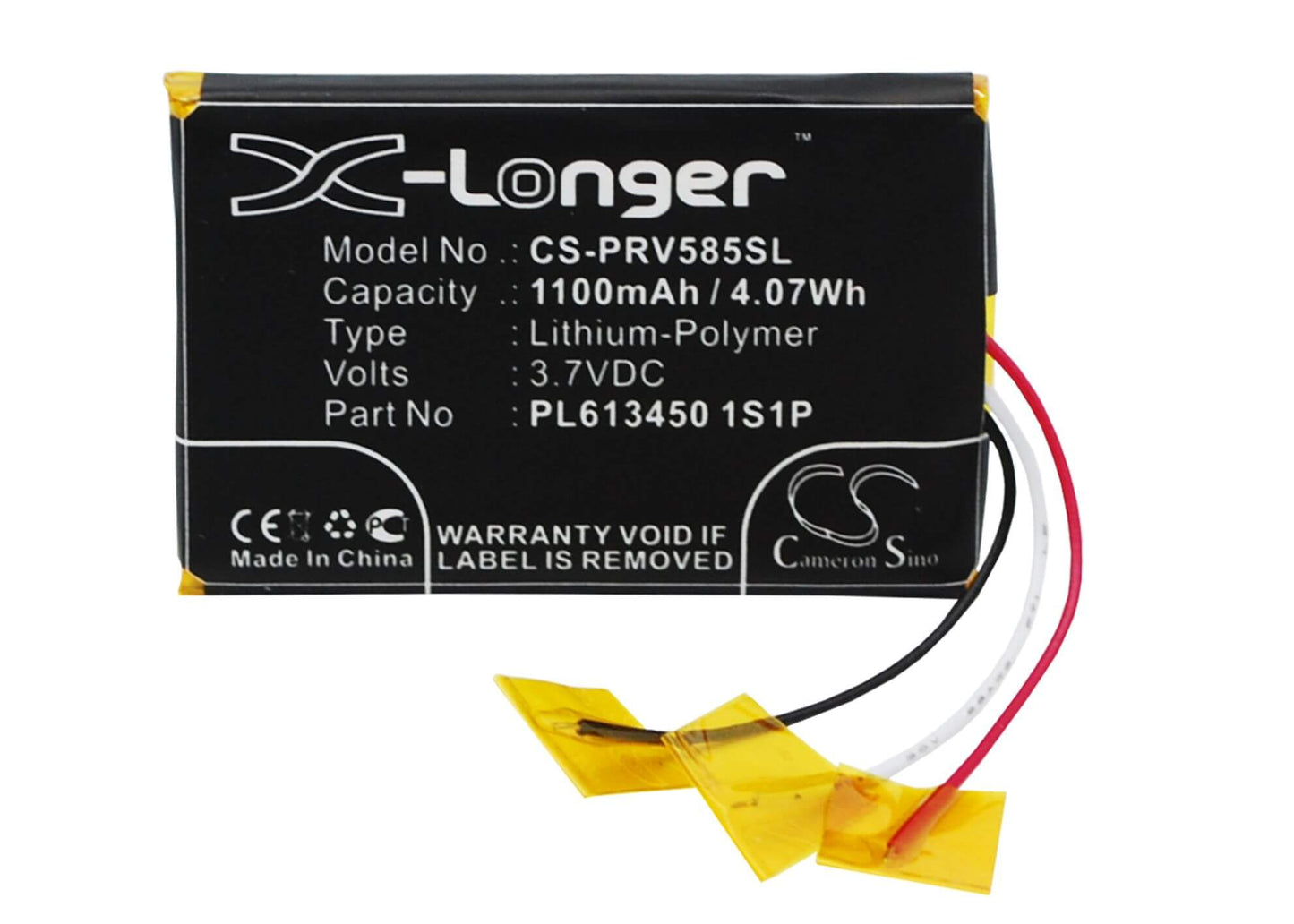 3.7V, 1100mAh, Li-Polymer Battery fits Prestigio, Geovision 5850hddvr, 4.07Wh