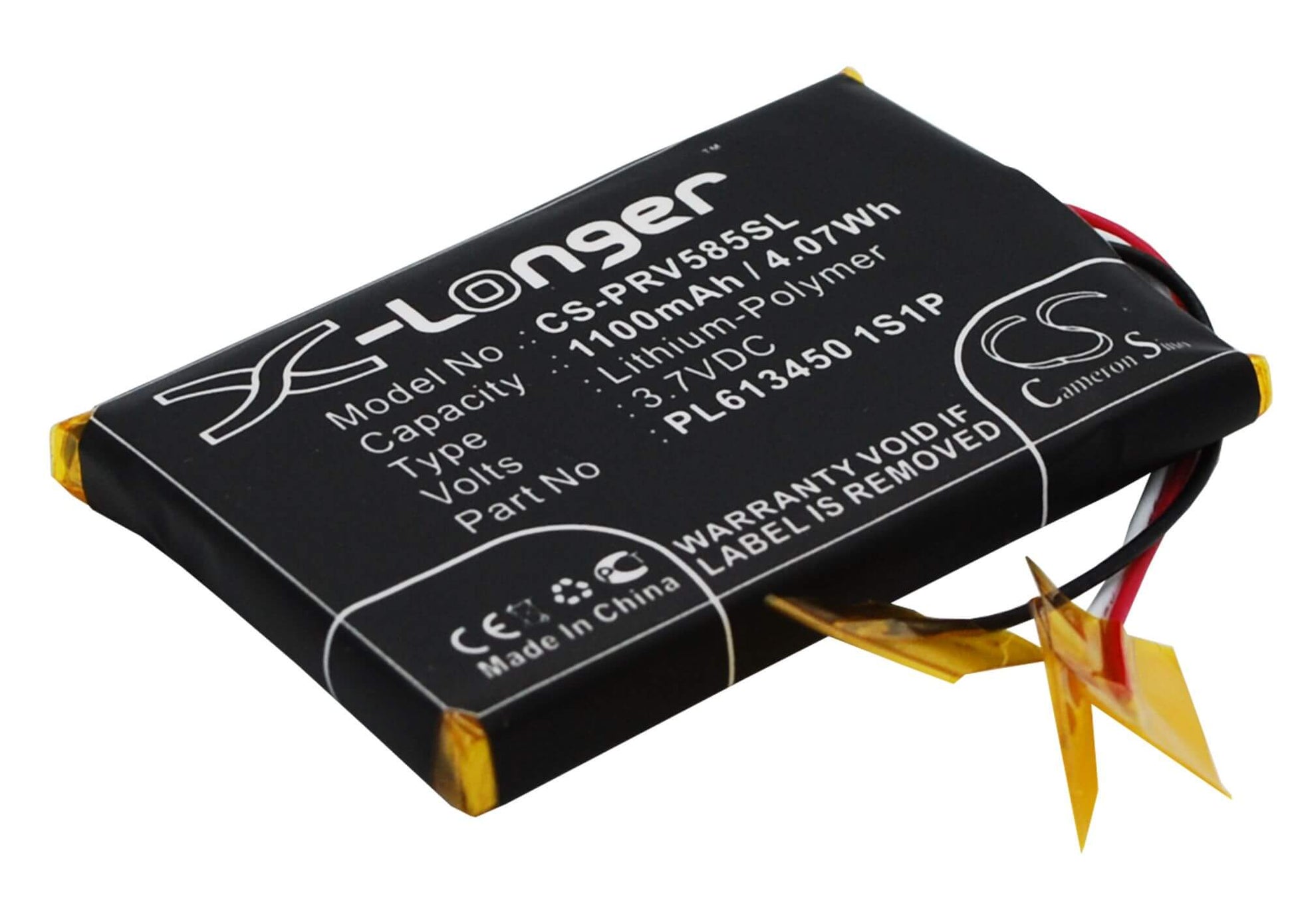 3.7V, 1100mAh, Li-Polymer Battery fits Prestigio, Geovision 5850hddvr, 4.07Wh