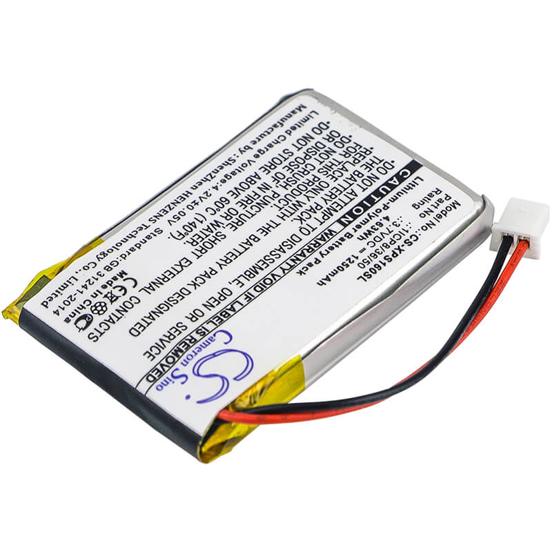 3.7V, 1250mAh, Li-Polymer Battery fits Dual, Xgps160, Xgps160 Skypro Gps Receiver, 4.625Wh