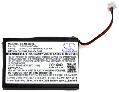 3.7V, 1350mAh, Li-Polymer Battery fits Skygolf, Sg0003, Sg1, 4.995Wh