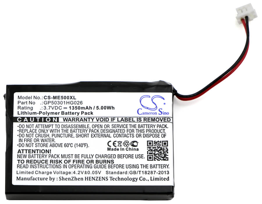 3.7V, 1350mAh, Li-Polymer Battery fits Radio Shack, 55026650, 4.995Wh