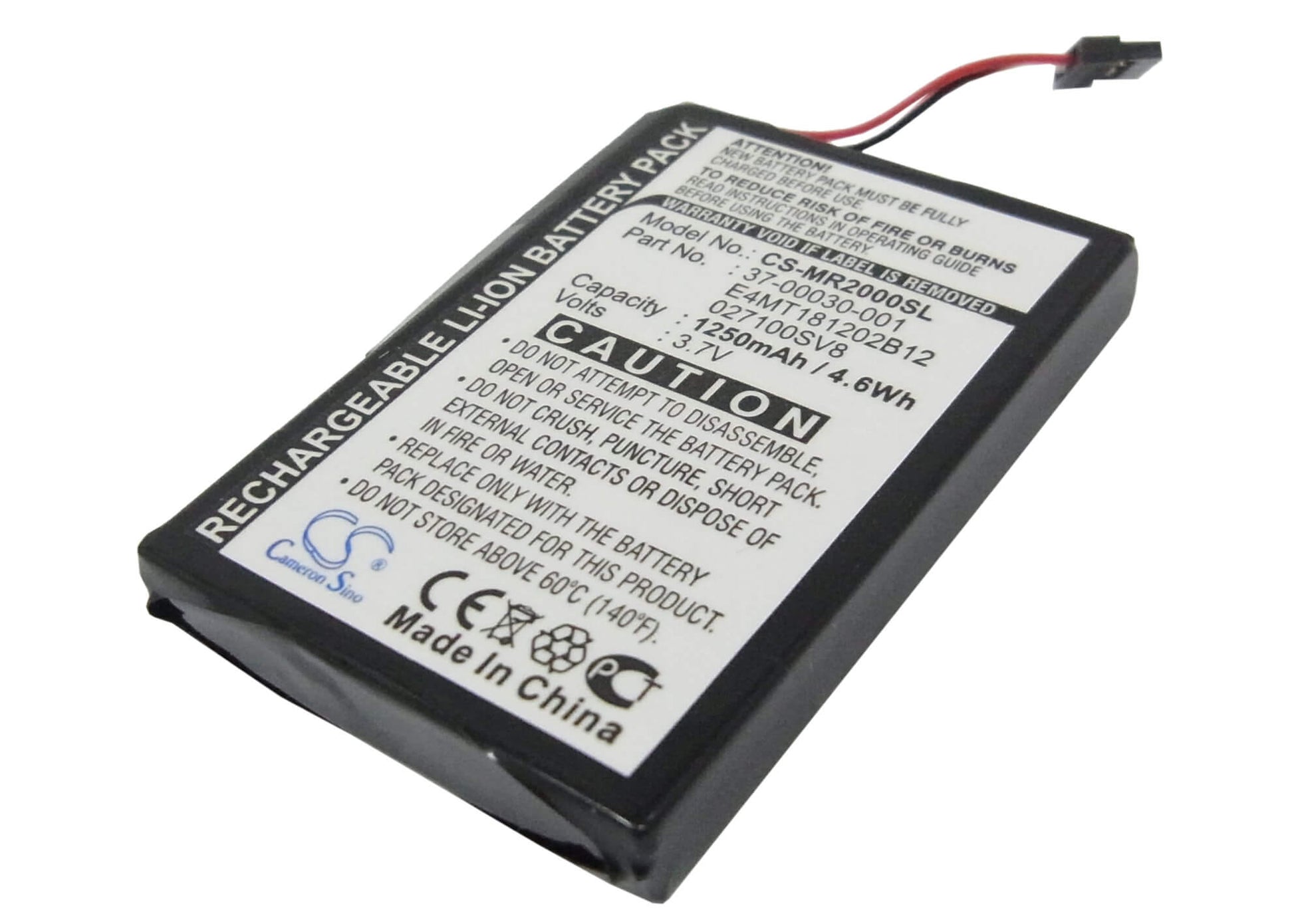 3.7V, 1250mAh, Li-ion Battery fits Magellan, Maestro 3100, Roadmate 2000, 4.625Wh