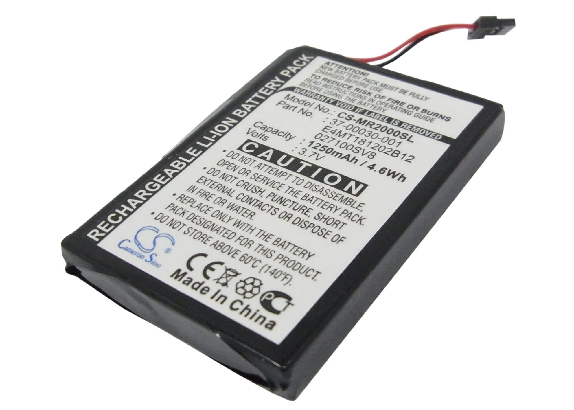 3.7V, 1250mAh, Li-ion Battery fits Magellan, Maestro 3100, Roadmate 2000, 4.625Wh
