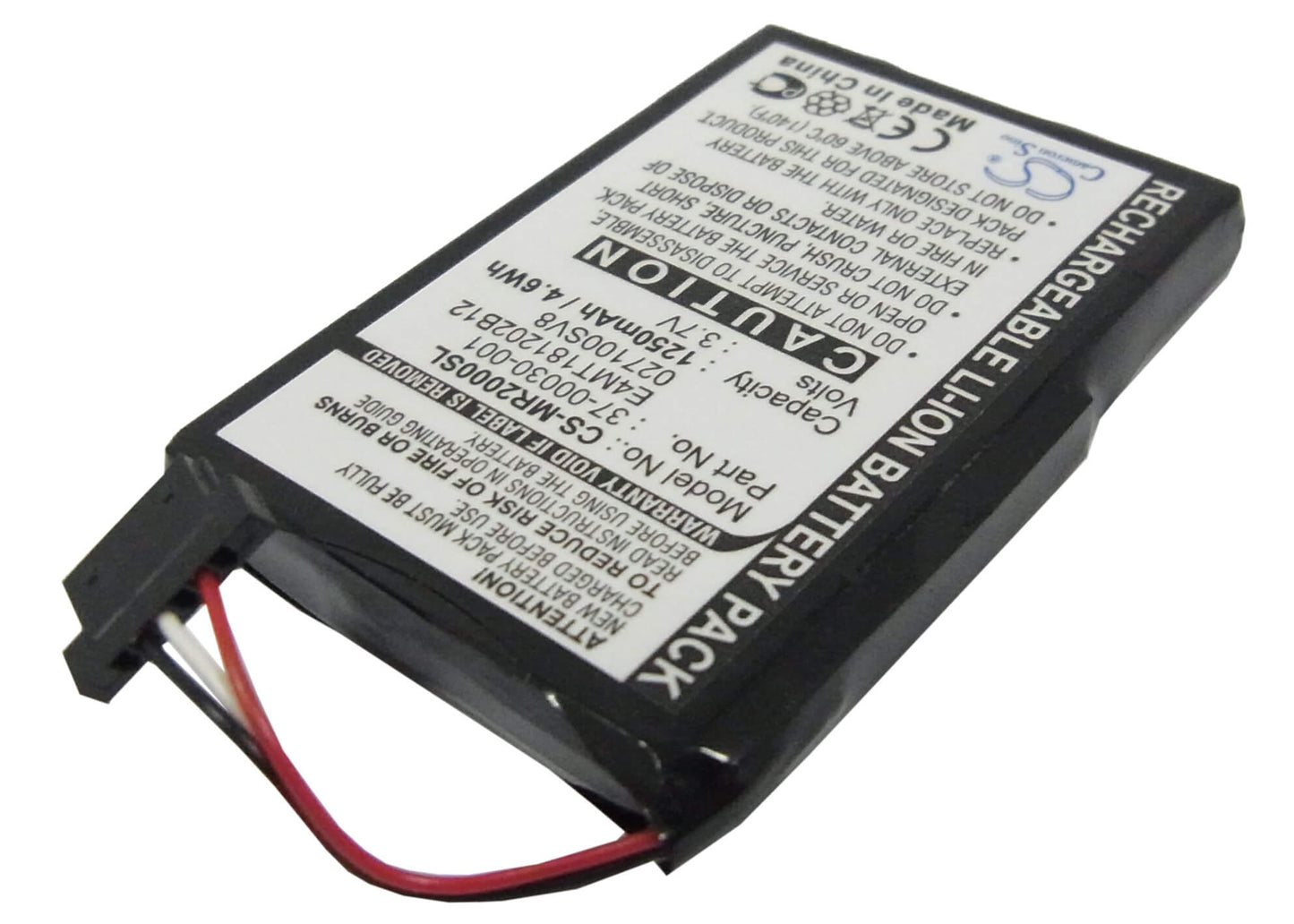 3.7V, 1250mAh, Li-ion Battery fits Magellan, Maestro 3100, Roadmate 2000, 4.625Wh