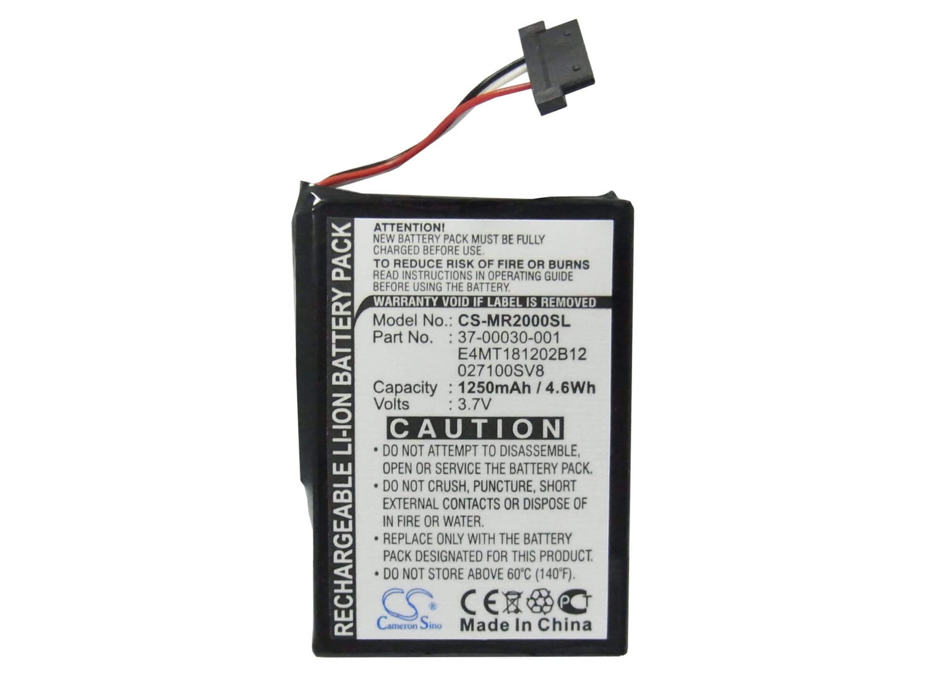 3.7V, 1250mAh, Li-ion Battery fits Magellan, Maestro 3100, Roadmate 2000, 4.625Wh
