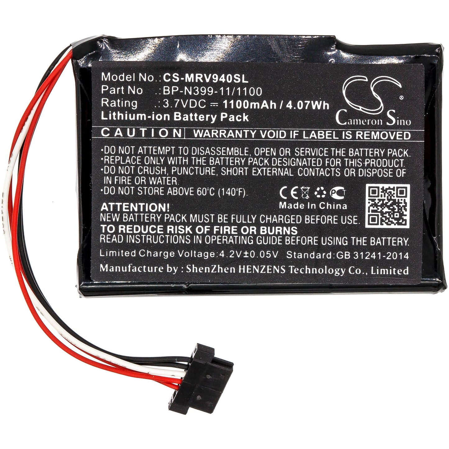 3.7V, 1100mAh, Li-ion Battery fits Magellan, Roadmate Rv 9490t-lmb, 4.07Wh
