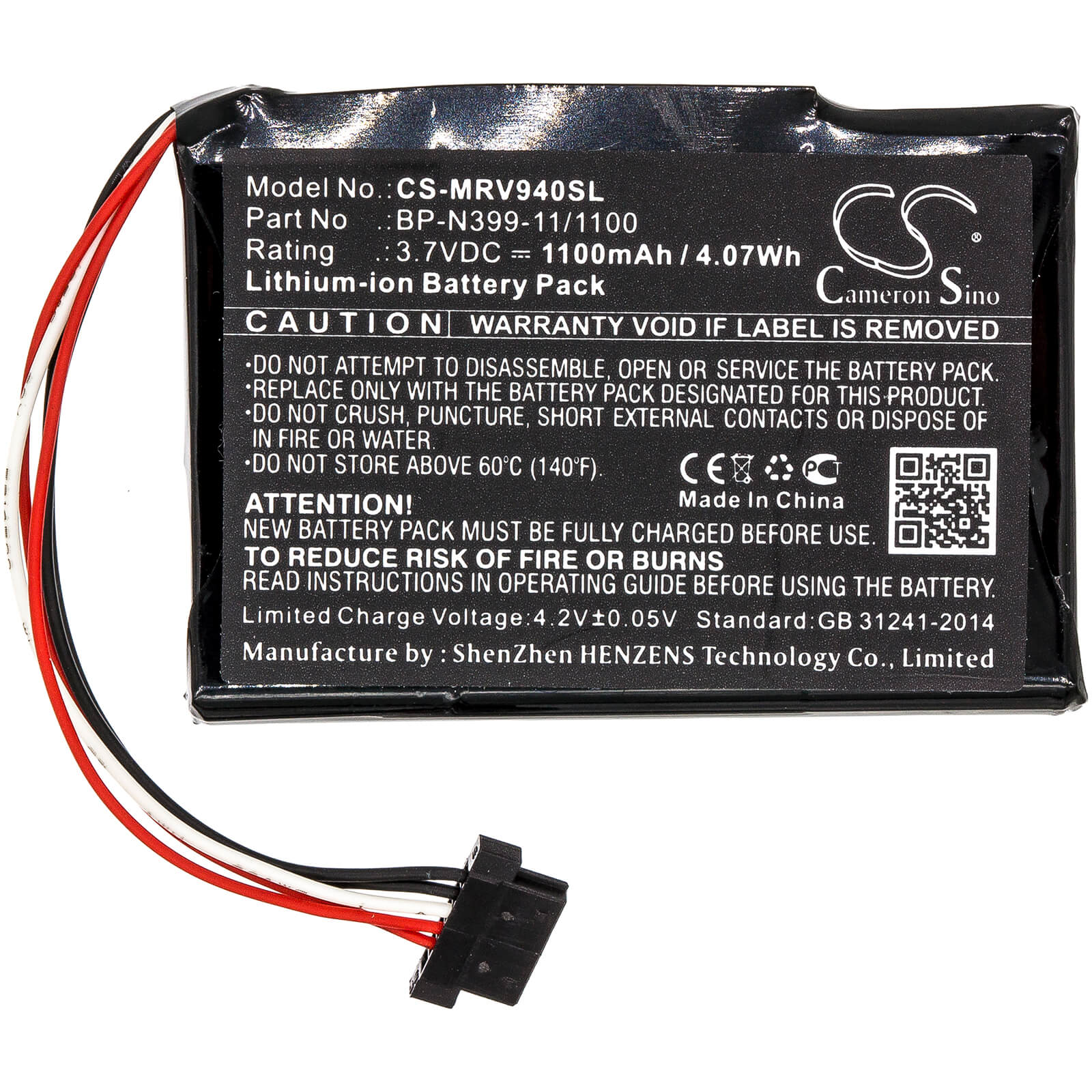 3.7V, 1100mAh, Li-ion Battery fits Magellan, Roadmate Rv 9490t-lmb, 4.07Wh