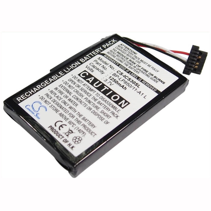 3.7V, 1250mAh, Li-ion Battery fits Navman, S30, S50, 4.625Wh