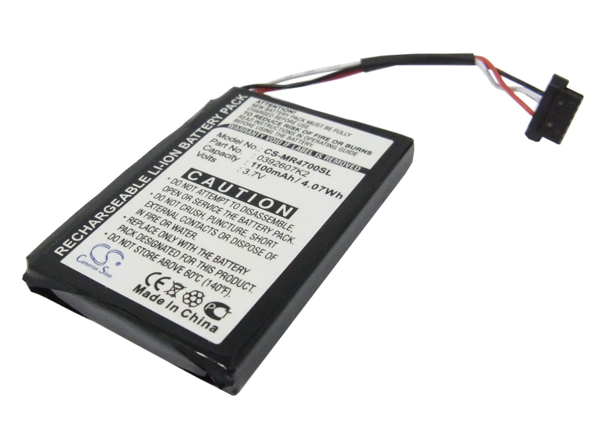 3.7V, 1100mAh, Li-ion Battery fits Magellan, Ma4700sgxuc, Maestro 4700, 4.07Wh