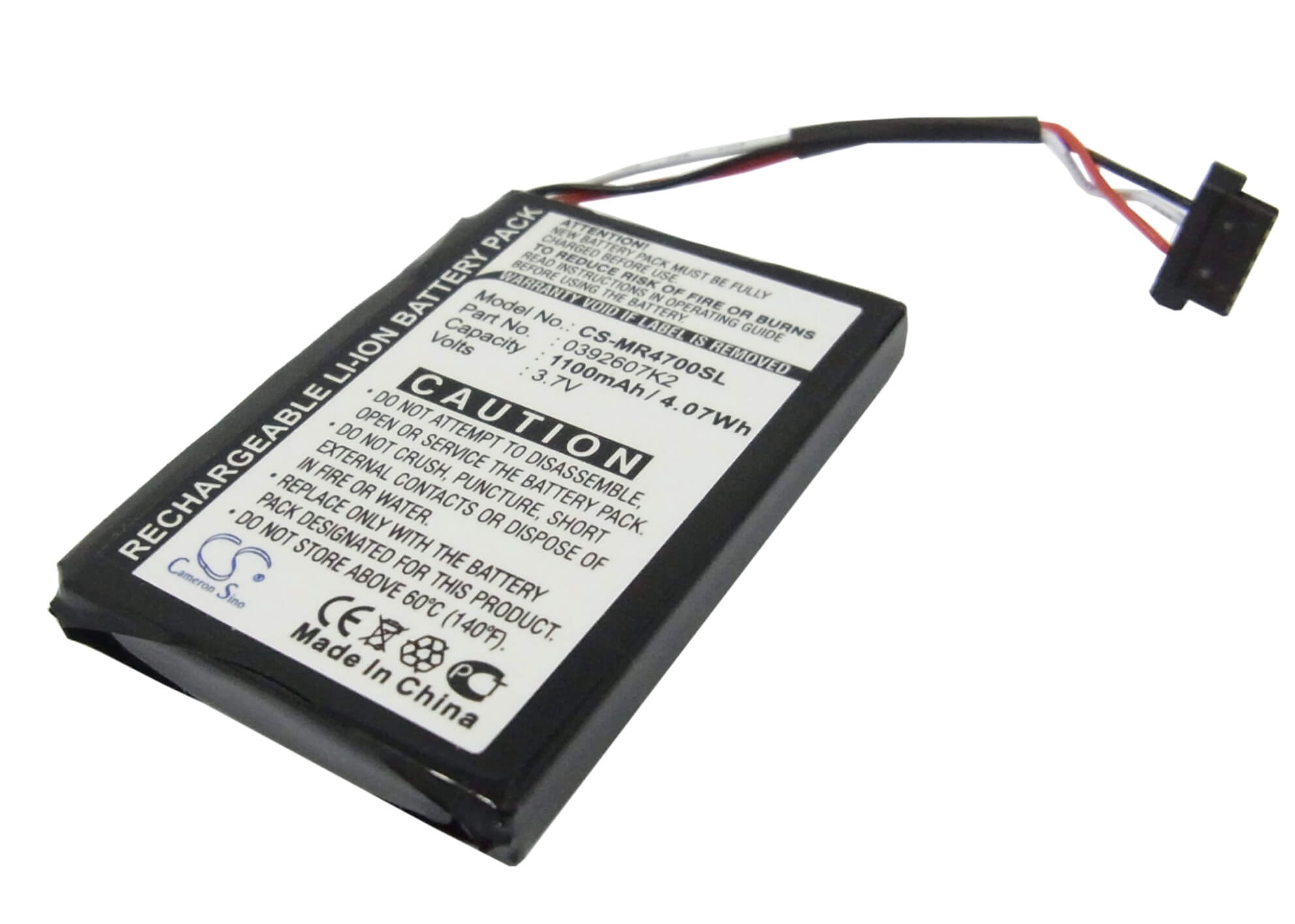3.7V, 1100mAh, Li-ion Battery fits Magellan, Ma4700sgxuc, Maestro 4700, 4.07Wh