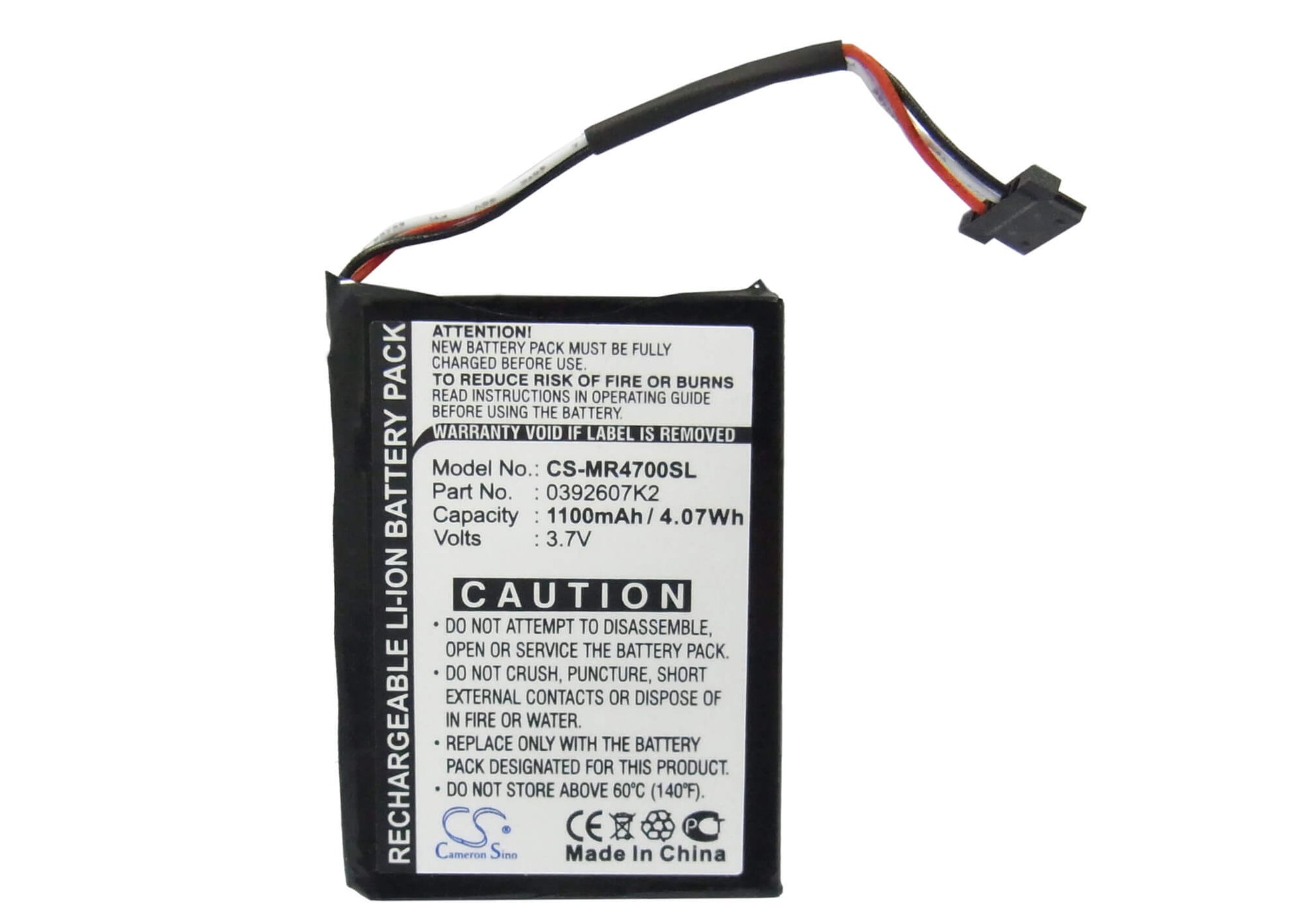 3.7V, 1100mAh, Li-ion Battery fits Magellan, Ma4700sgxuc, Maestro 4700, 4.07Wh
