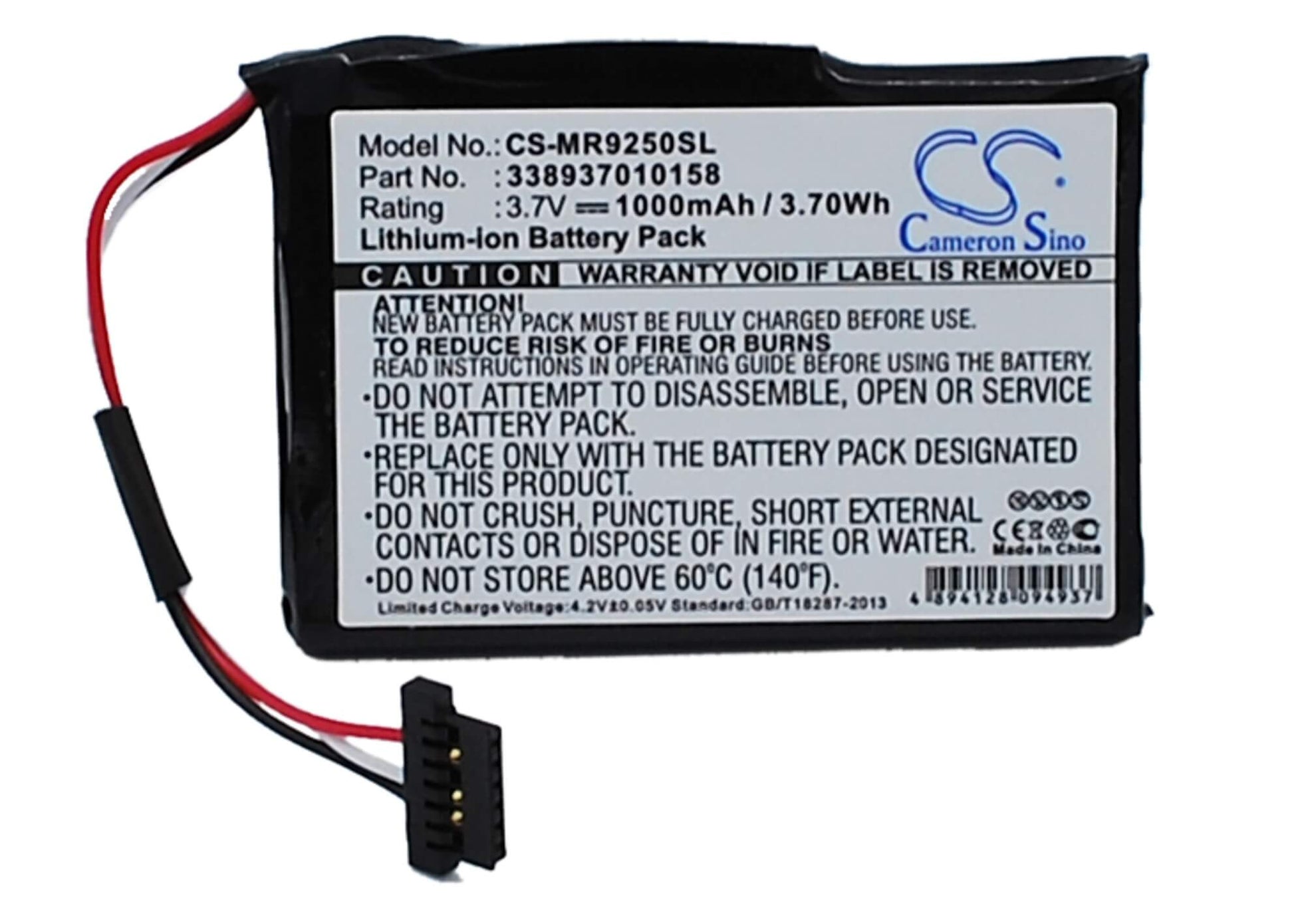 3.7V, 1000mAh, Li-ion Battery fits Magellan, Roadmate 9250, Roadmate 9250t-lm, 3.7Wh