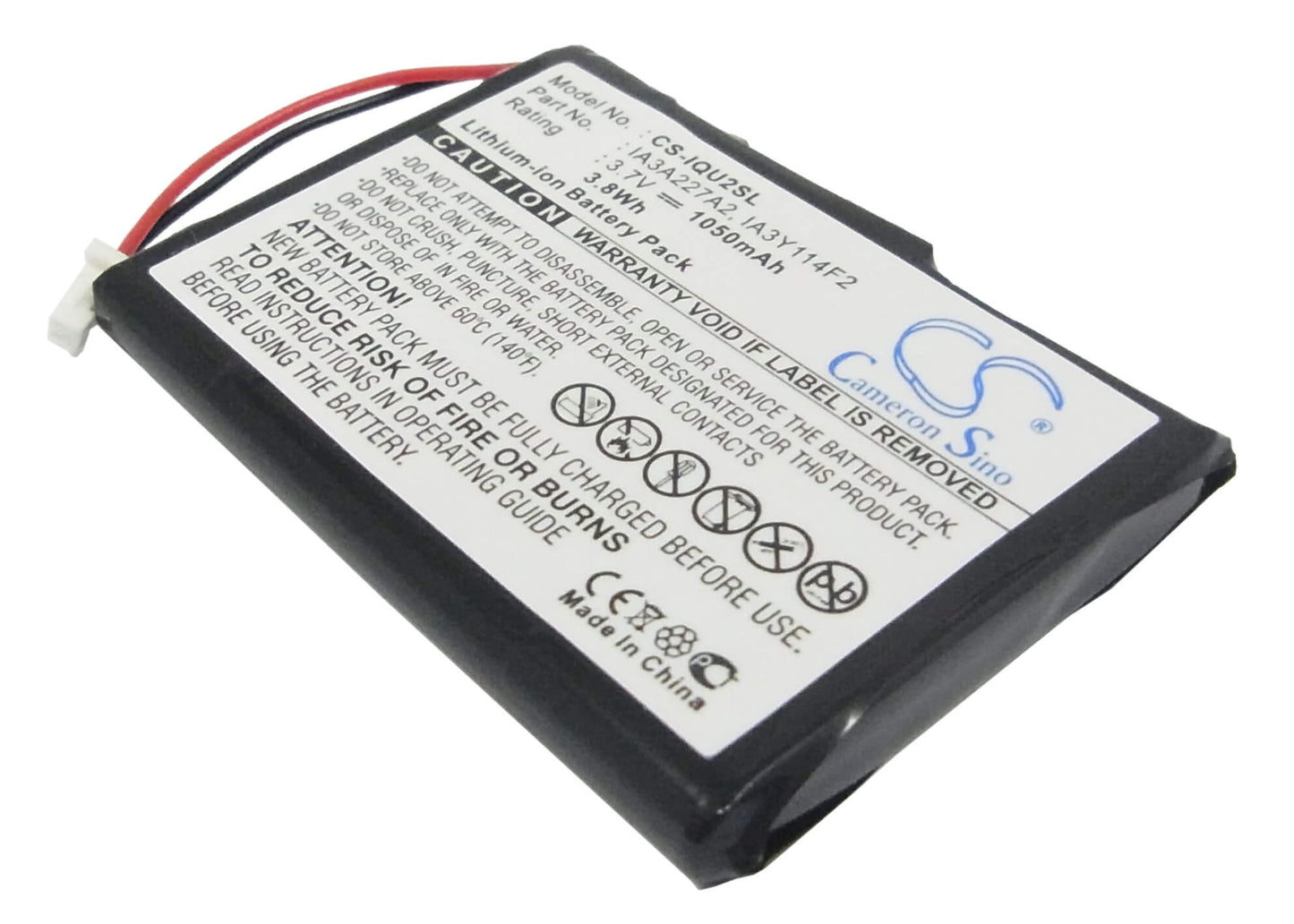 3.7V, 1050mAh, Li-ion Battery fits Garmin, Quest 2, 3.885Wh
