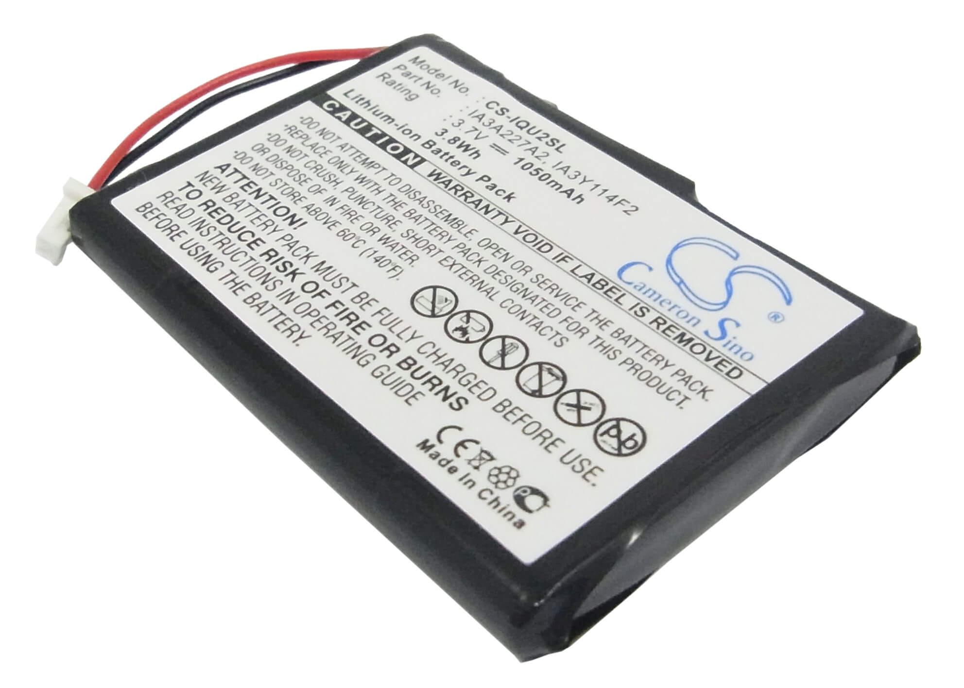 3.7V, 1050mAh, Li-ion Battery fits Garmin, Quest 2, 3.885Wh
