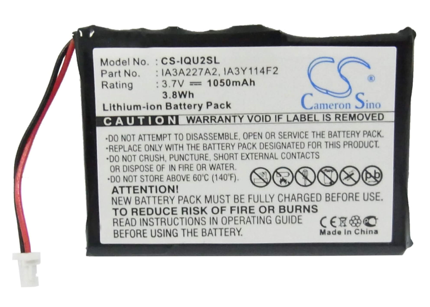 3.7V, 1050mAh, Li-ion Battery fits Garmin, Quest 2, 3.885Wh