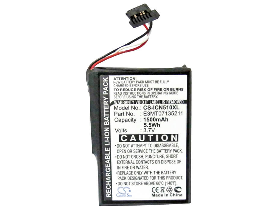 3.7V, 1500mAh, Li-ion Battery fits Navman, Icn 510, Icn 520, 5.55Wh