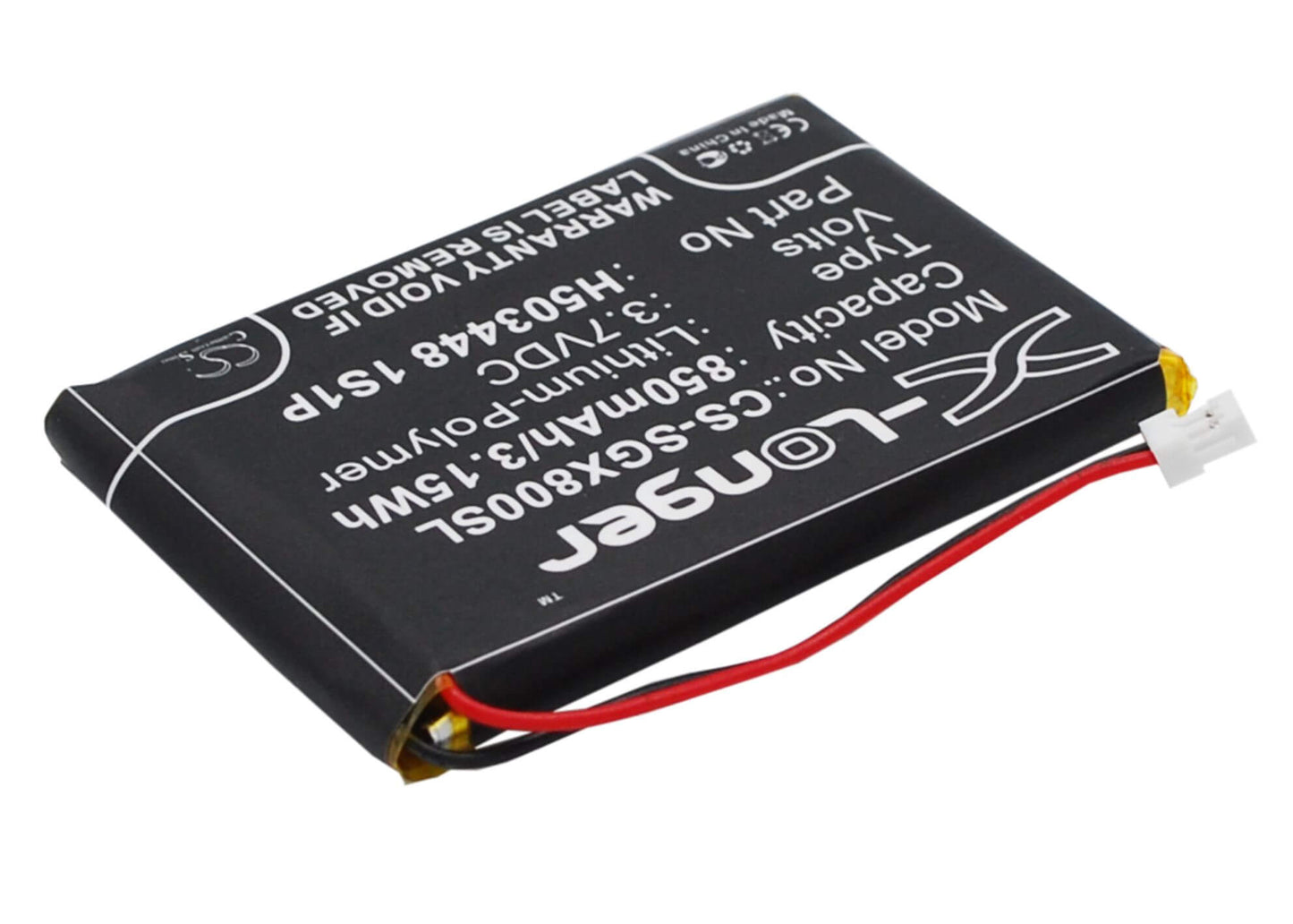 3.7V, 850mAh, Li-Polymer Battery fits Skygolf, Skycaddie Aire, Skycaddie Aire 2, 3.145Wh