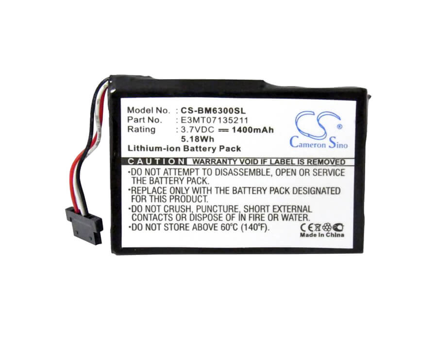 3.7V, 1400mAh, Li-ion Battery fits Bluemedia, Bm6300, Bm6300t, 5.18Wh
