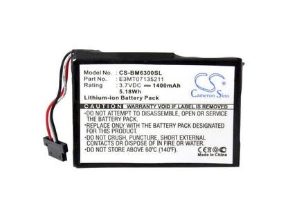 3.7V, 1400mAh, Li-ion Battery fits Transonic, Md 95255, Pna-3002, 5.18Wh