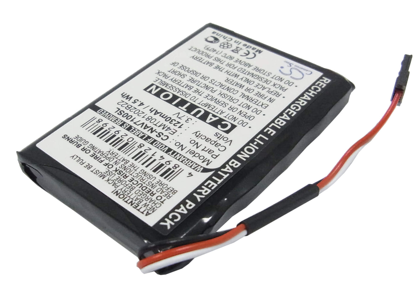 3.7V, 1230mAh, Li-Polymer Battery fits Navman, N20, 4.551Wh