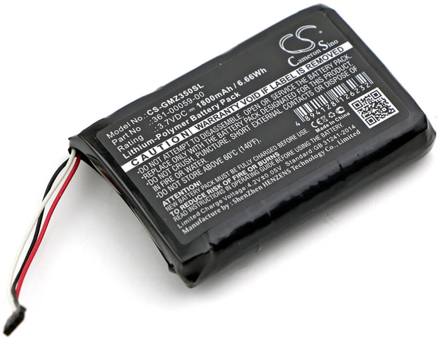 3.7V, 1800mAh, Li-Polymer Battery fits Garmin, Zumo 340lm, Zumo 350lm, 6.66Wh