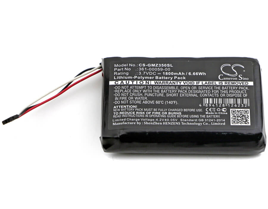 3.7V, 1800mAh, Li-Polymer Battery fits Garmin, Zumo 340lm, Zumo 350lm, 6.66Wh