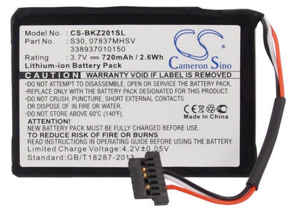 3.7V, 720mAh, Li-ion Battery fits Becker, Ready 50, Traffic Assist Pro Z250 Ferrar, 2.664Wh