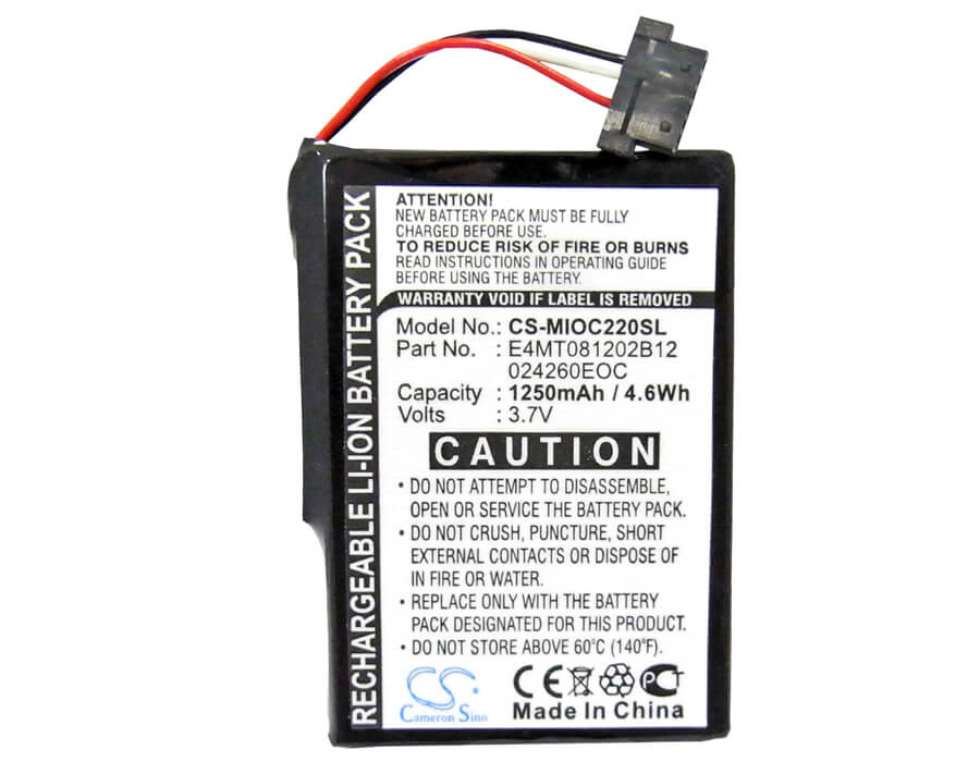3.7V, 1250mAh, Li-ion Battery fits Clarion, Map 770, Map770, 4.625Wh