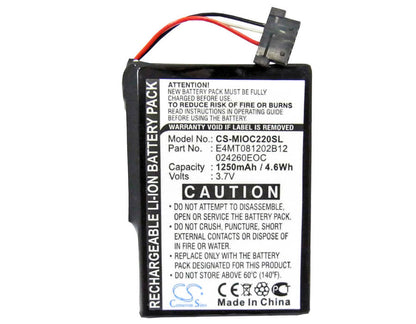 3.7V, 1250mAh, Li-ion Battery fits Clarion, Map 770, Map770, 4.625Wh