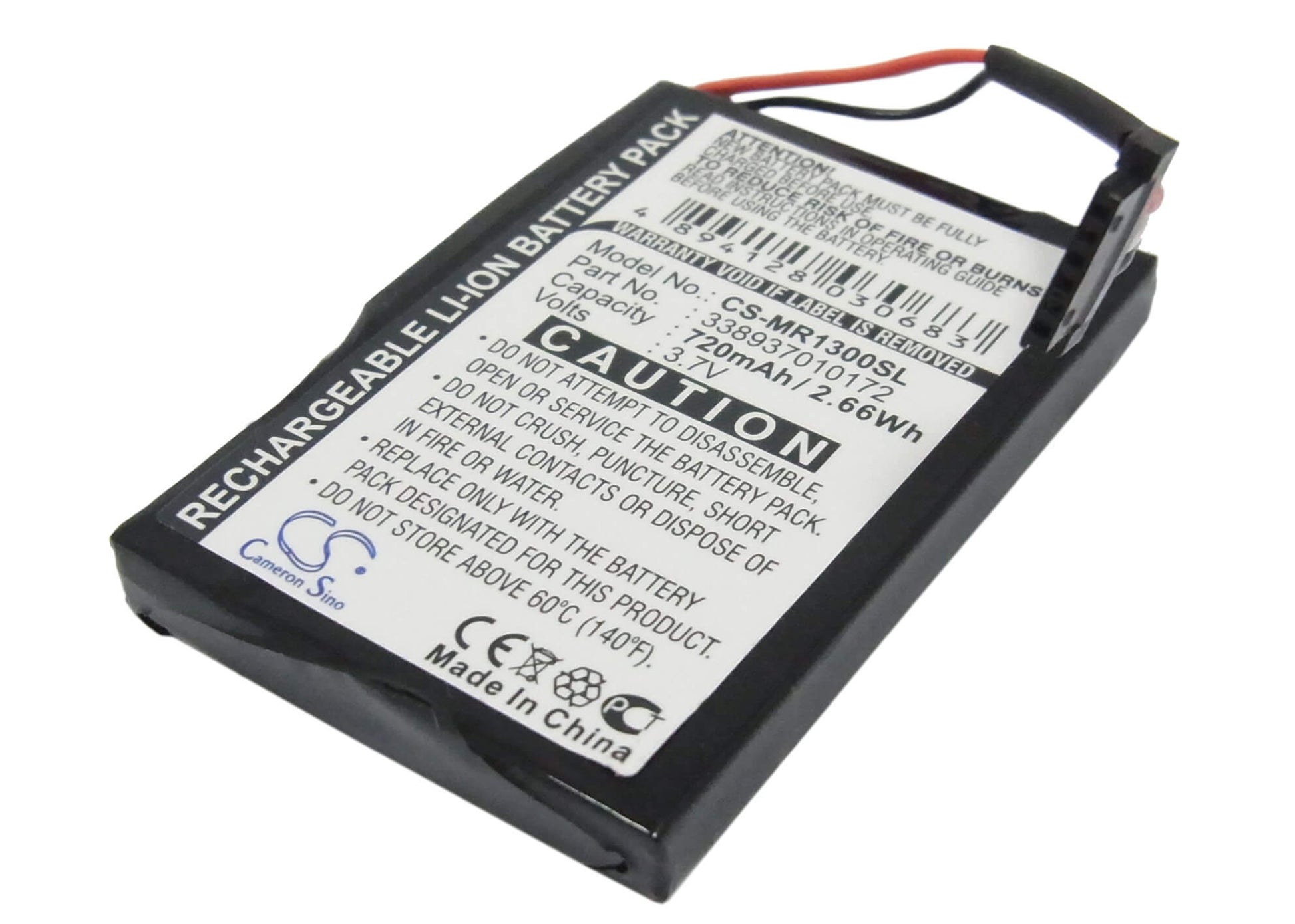 3.7V, 720mAh, Li-ion Battery fits Magellan, Roadmate 1300, Roadmate 1340, 2.664Wh