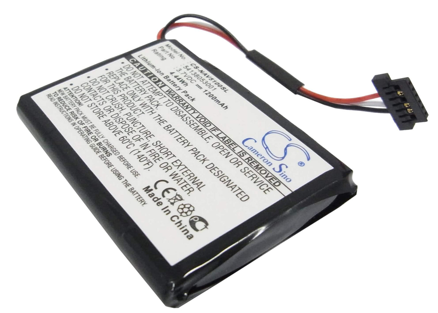 3.7V, 1200mAh, Li-ion Battery fits Navigon, 5100, 5100 Max, 4.44Wh