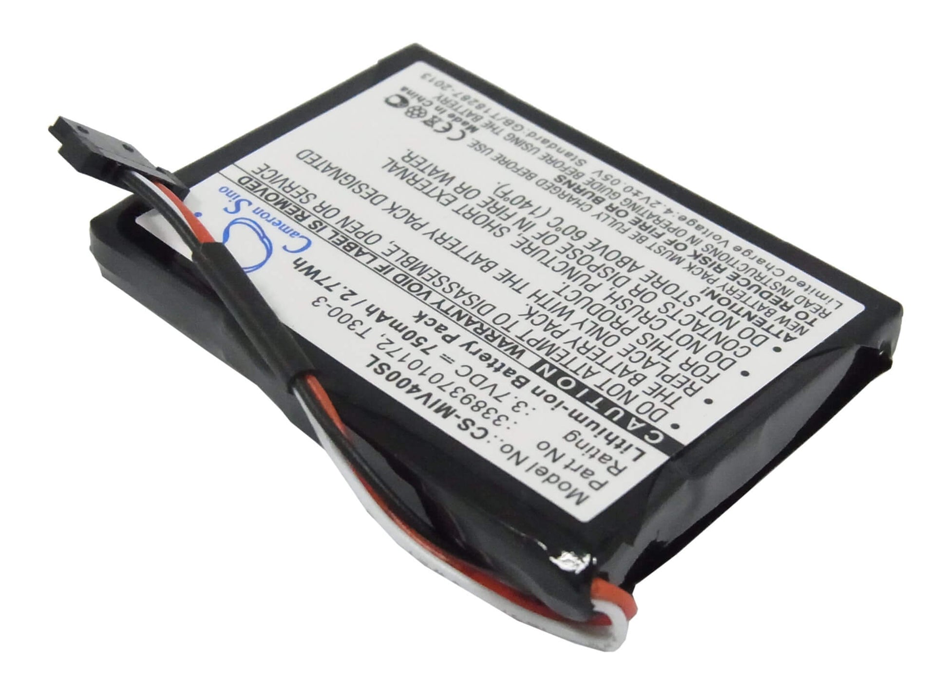 3.7V, 750mAh, Li-ion Battery fits Mitac, M1100, Mio 4190, 2.775Wh