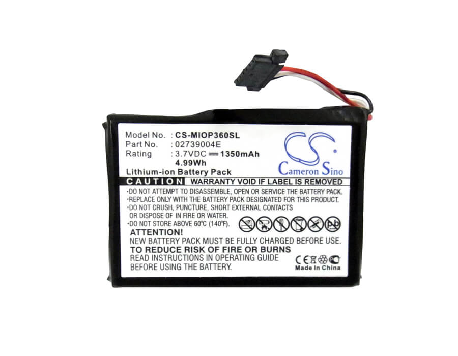 3.7V, 1350mAh, Li-ion Battery fits Mitac, Mio P360, Mio P560, 4.995Wh