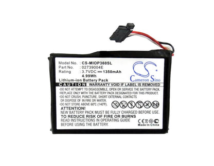 3.7V, 1350mAh, Li-ion Battery fits Mitac, Mio P360, Mio P560, 4.995Wh