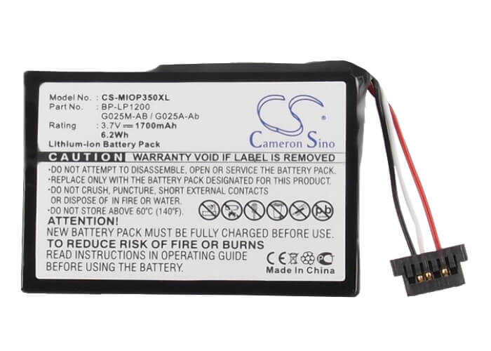 3.7V, 1700mAh, Li-ion Battery fits Navigon, Triansonic Pna 4000, 6.29Wh