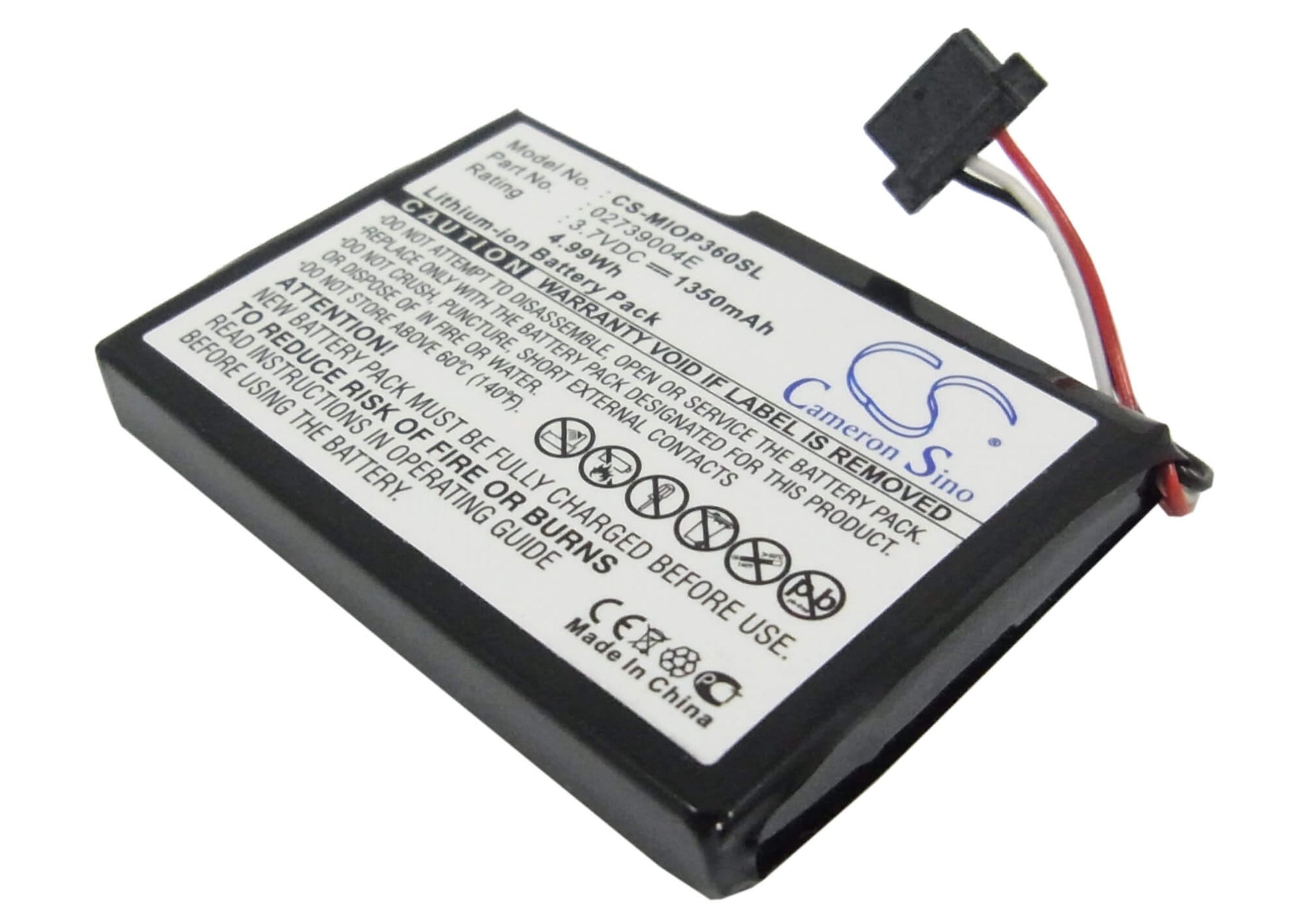 3.7V, 1350mAh, Li-ion Battery fits Micromaxx, Mm95242, 4.995Wh