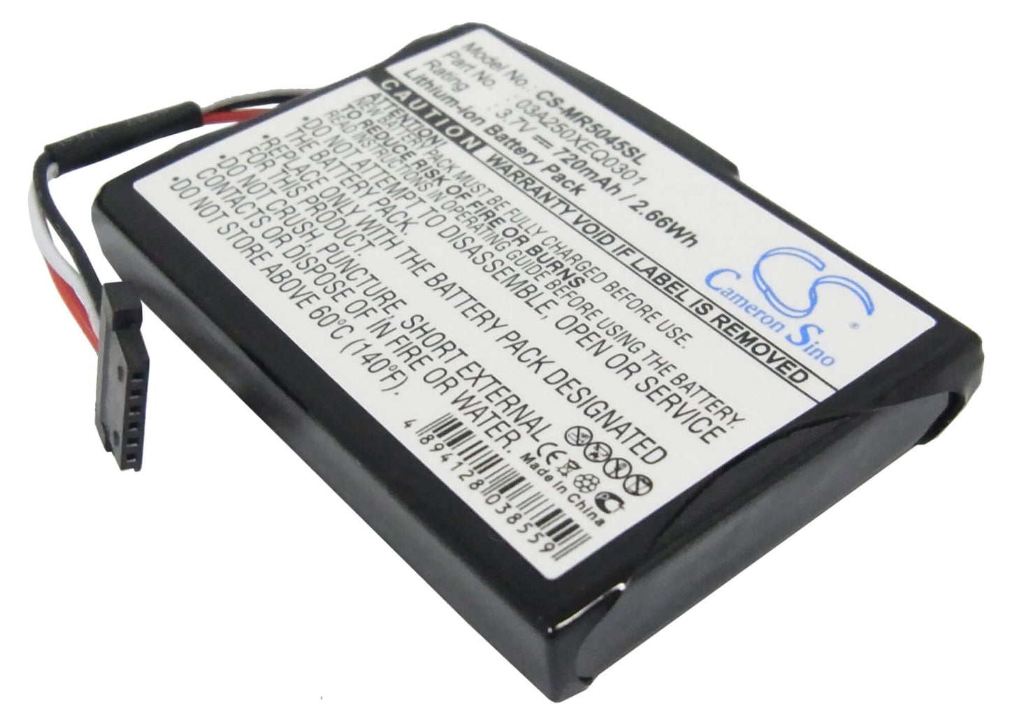 3.7V, 720mAh, Li-ion Battery fits Magellan, Roadmate 5045, Roadmate 5045lm, 2.664Wh