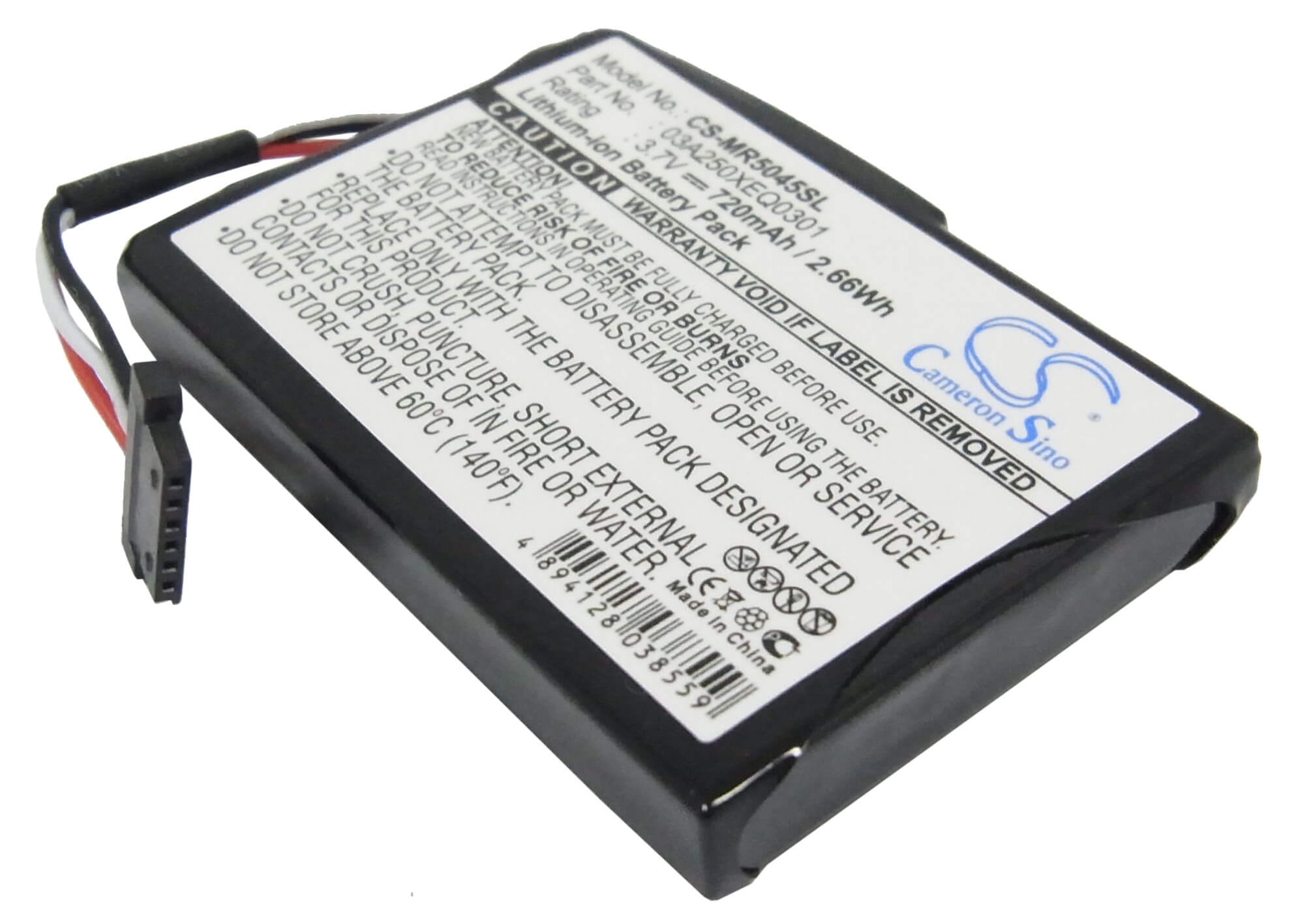 3.7V, 720mAh, Li-ion Battery fits Magellan, Roadmate 5045, Roadmate 5045lm, 2.664Wh