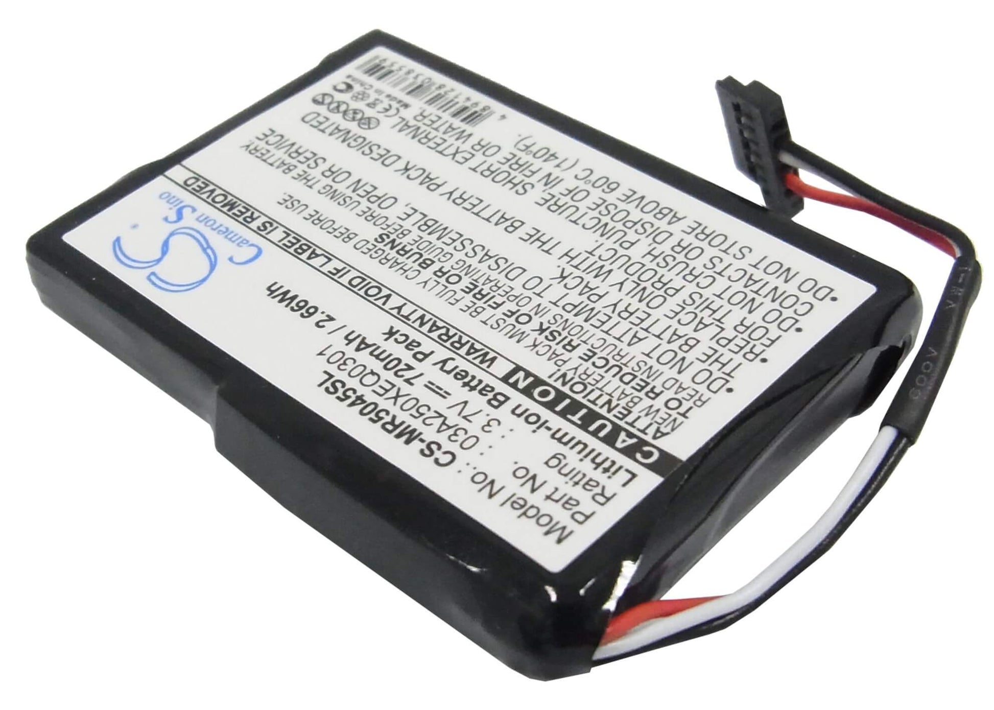 3.7V, 720mAh, Li-ion Battery fits Magellan, Roadmate 5045, Roadmate 5045lm, 2.664Wh
