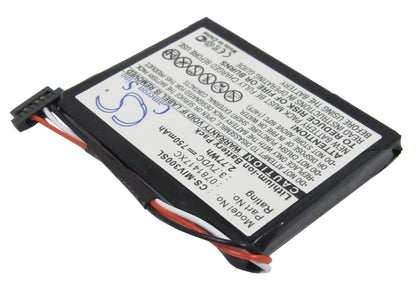 3.7V, 750mAh, Li-ion Battery fits Mitac, Mio Moov 360u, Mio Moov 300, 2.775Wh