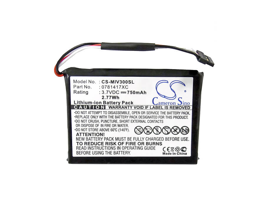 3.7V, 750mAh, Li-ion Battery fits Mitac, Mio Moov 360u, Mio Moov 300, 2.775Wh