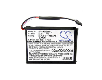 3.7V, 750mAh, Li-ion Battery fits Mitac, Mio Moov 360u, Mio Moov 300, 2.775Wh