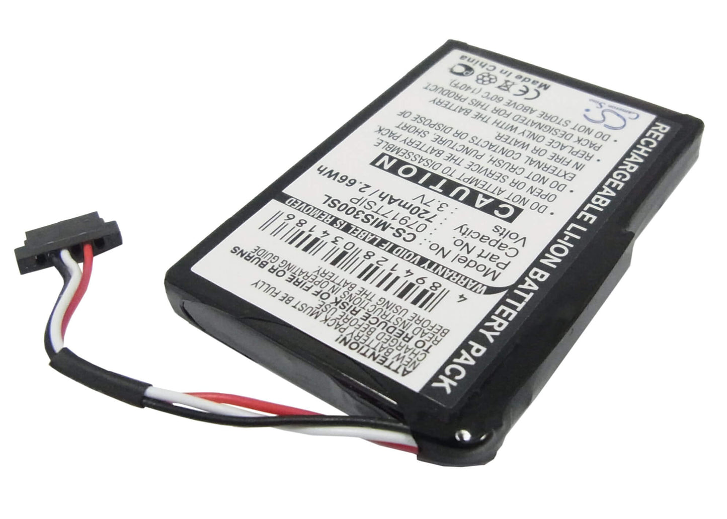 3.7V, 720mAh, Li-ion Battery fits Navman, Mio Spirit 300, S300, 2.664Wh